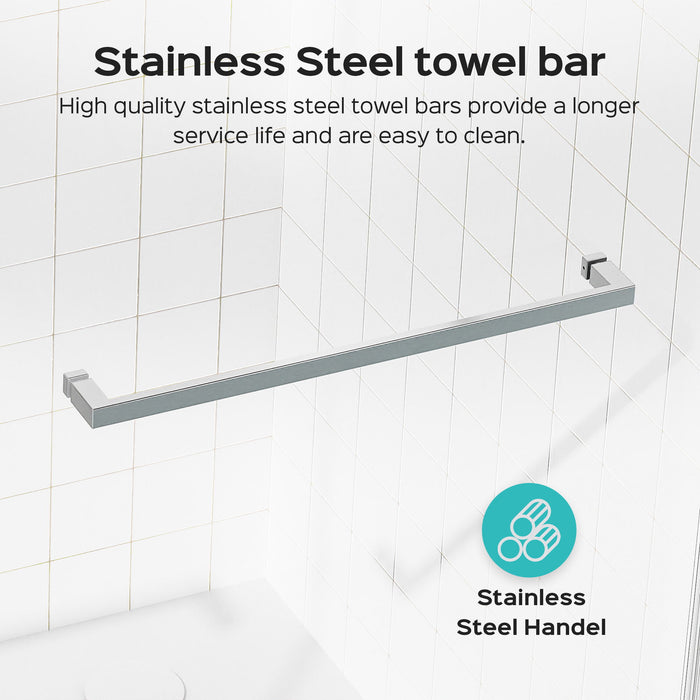 Frameless Double Sliding Shower Door In, Thick Tempered Glass, Reversible Installation