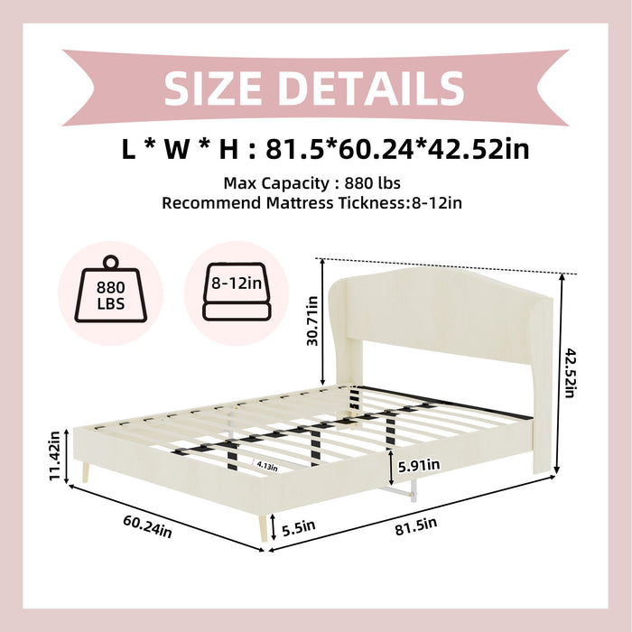 Upholstered Bed, Tufted Headboard, Comfortable Sleep