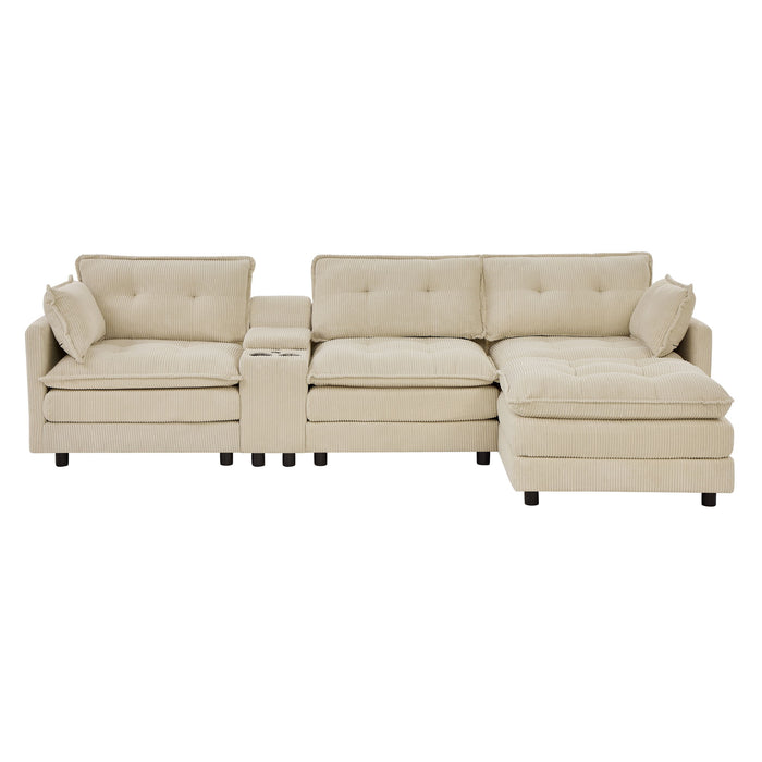 Oversized Modular Sectional Sofa With Multi Functional Console