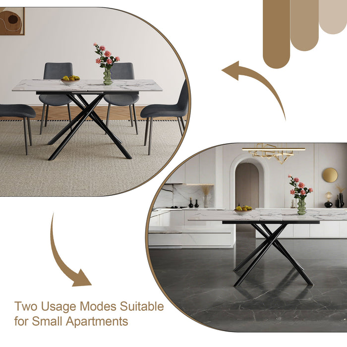 Modern Expandable Dining Table With Retractable Leaf With Chairs