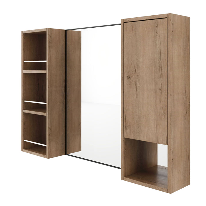 39.4" Wall Mounted Bathroom Cabinet With Storage And - Imitative Oak