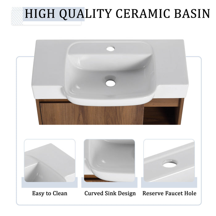 Wall Mounted Bathroom Vanity With Sink & Soft Close Door