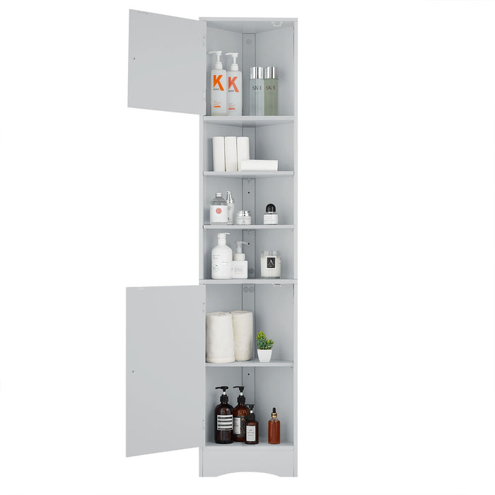 Multi Functional Corner Cabinet With Adjustable Shelves And 2 Doors