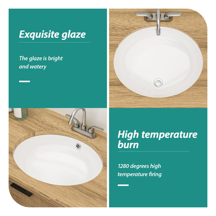 Elegant Ceramic Oval Undermount Bathroom Sink With Overflow