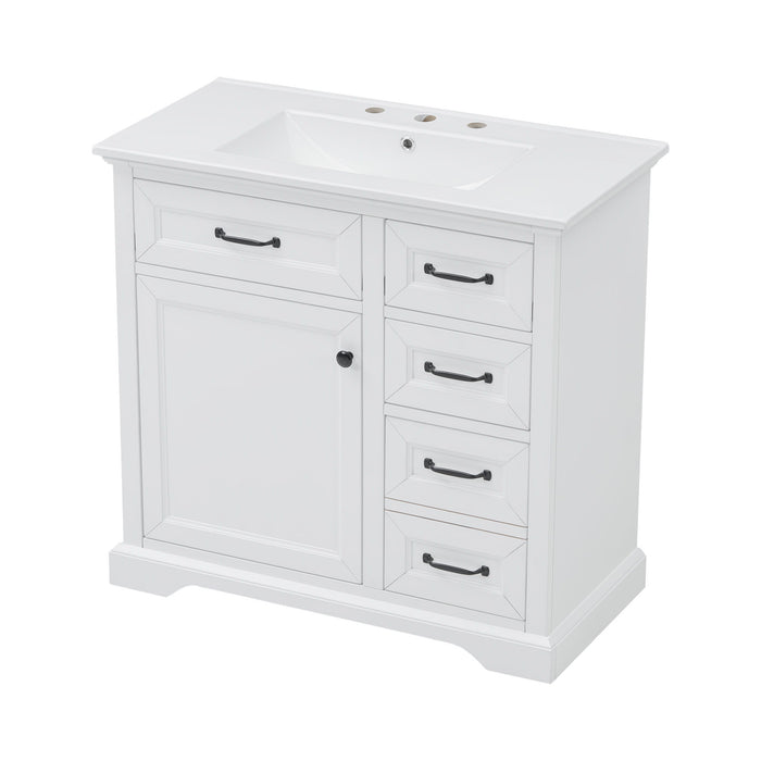 36" Bathroom Vanity With Sink, 2 Tip Out Drawers, Soft Close Hinges