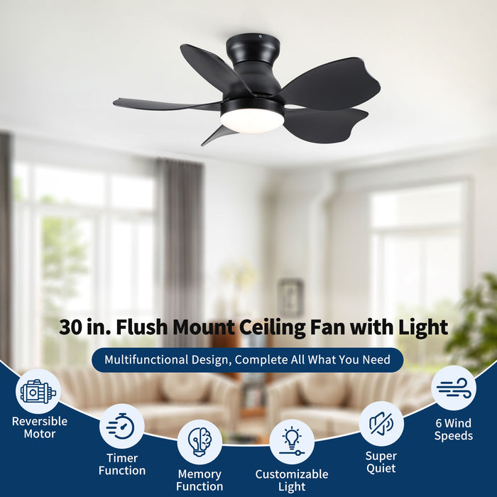 Low Profile Flush Mount Ceiling Fan With Light