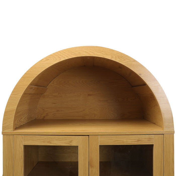 Fluted Tall Arched Pantry Cabinet With Adjustable Shelves