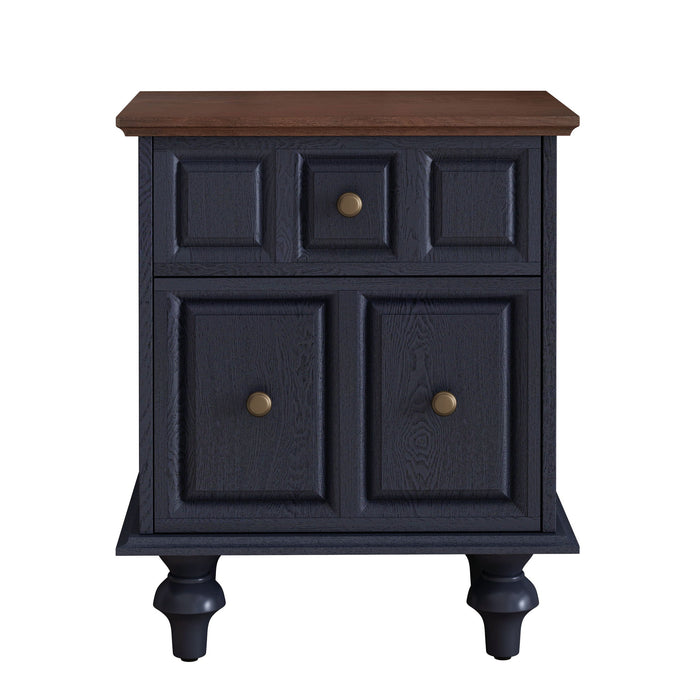 Vintage Nightstand With 2 Drawers And Roman Column Legs