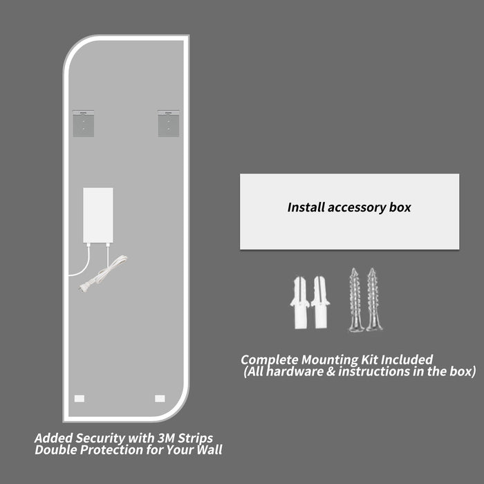 Irregular Shape LED Full Length Wall Mirror With 3 Color Dimmable Lighting - Silver