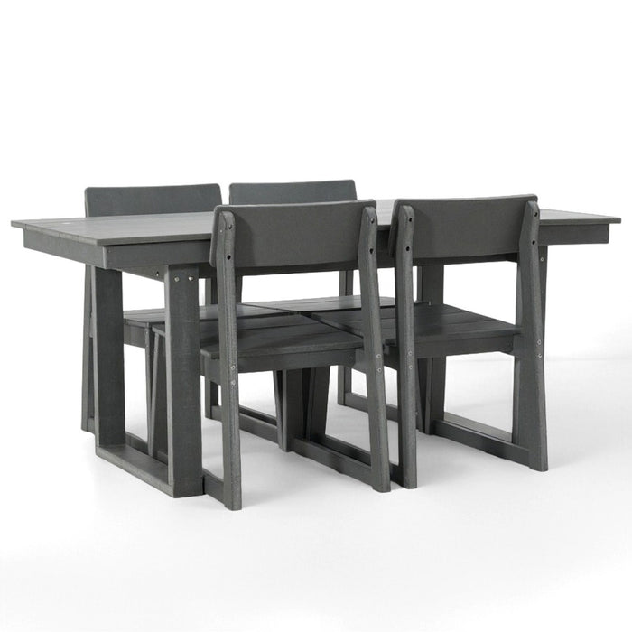 5 Piece Outdoor Dining Set, Table With Umbrella Hole And 4 Armrest Chairs