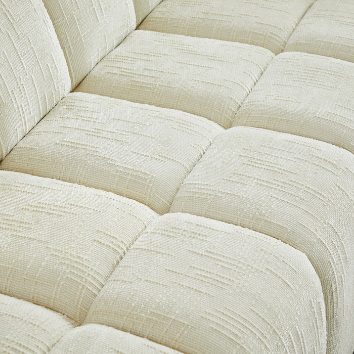 Quilted Cloud Sofa With Rounded Armrests And Piano Key Backrest Design