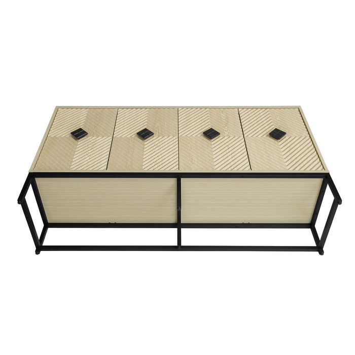 Carved 4 Door Sideboard With Storage, Adjustable Shelf