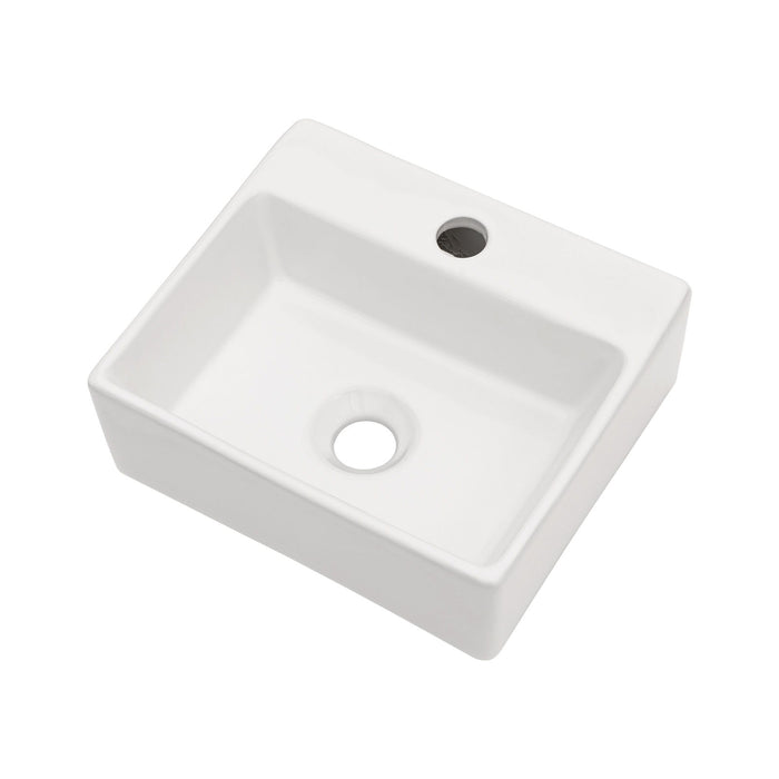 Ceramic Rectangle Wall Mount Bathroom Sink With Single Faucet Hole