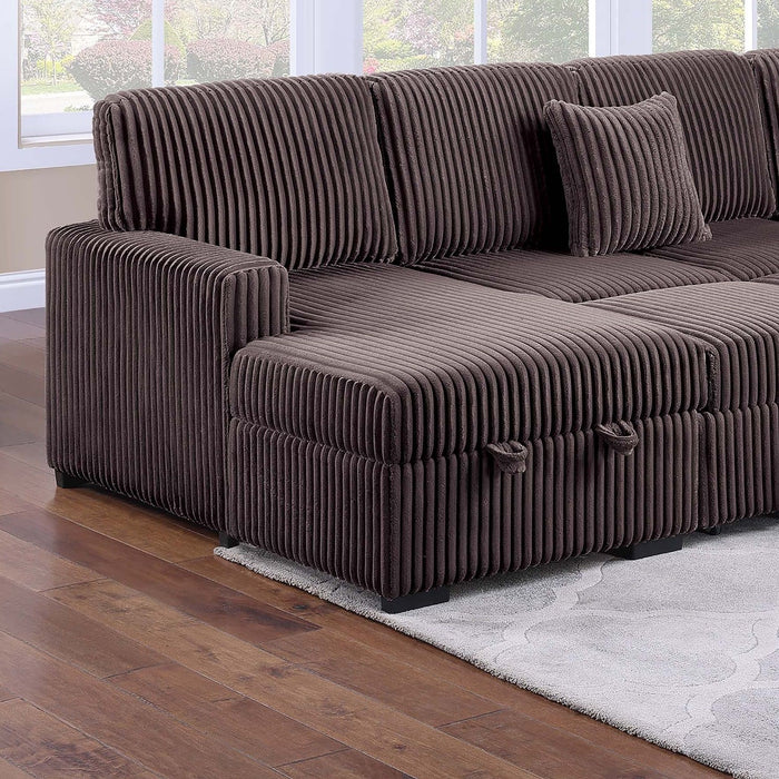 Convertible Sectional Upholstered Sleeper Sofa With Storage Chaise