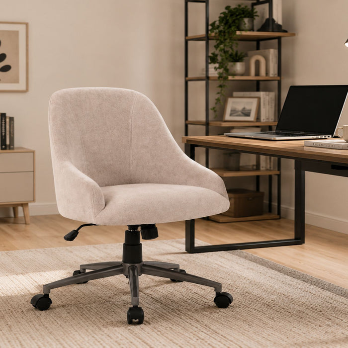 Enveloping Bucket Back Swivel Computer Chair For Home Decor - Beige