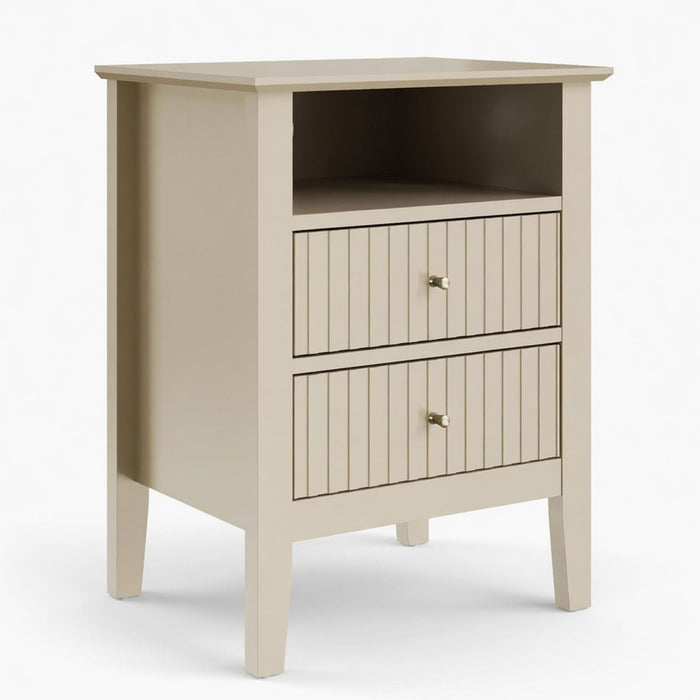 Fluted Nightstand With 2 Drawers