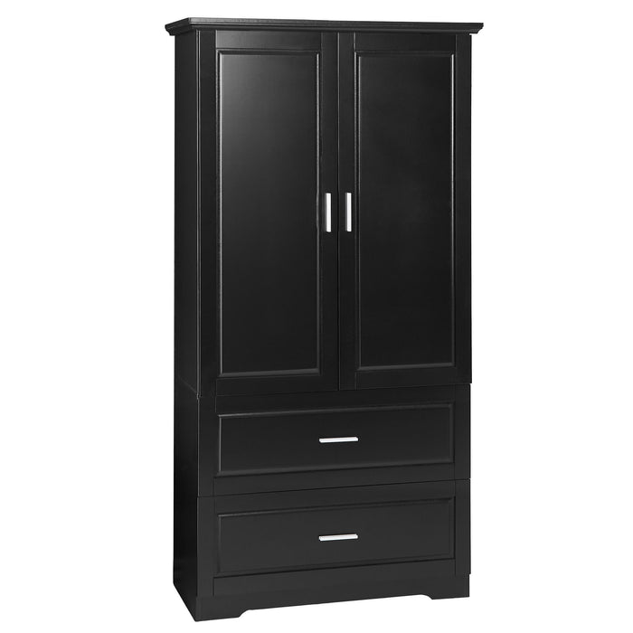Tall Bathroom Storage Cabinet, Cabinet With 2 Doors And Drawers, Adjustable Shelf