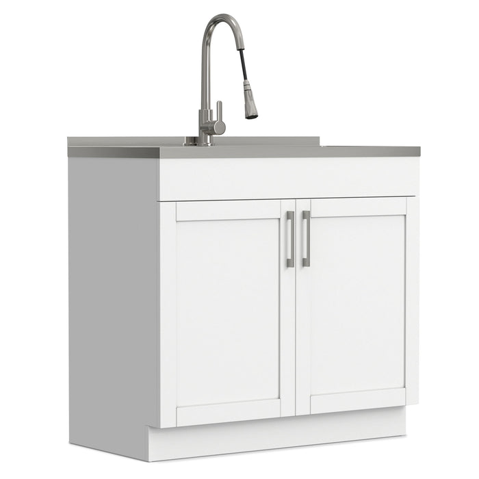 Modern Shaker All-In-One Laundry Utility Sink And Cabinet With Pull-Out Faucet