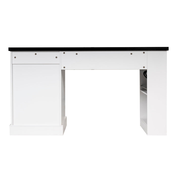 Modern Fluted Office Desk With Storage Cabinet