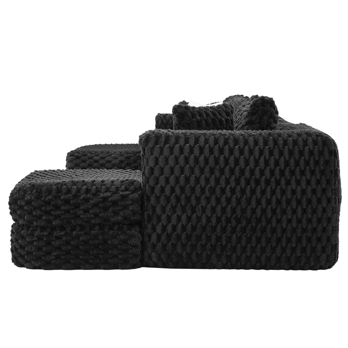 Modular Sectional Sofa, Boneless Couch With 2 Movable Ottomans