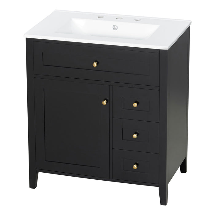 Bathroom Vanity With Sink, 3 Drawers And Adjustable Shelf