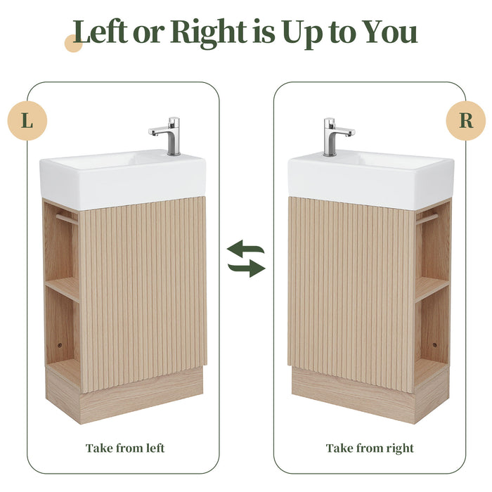 Modern Bathroom Vanity With Sink And 2 Tier Shelf