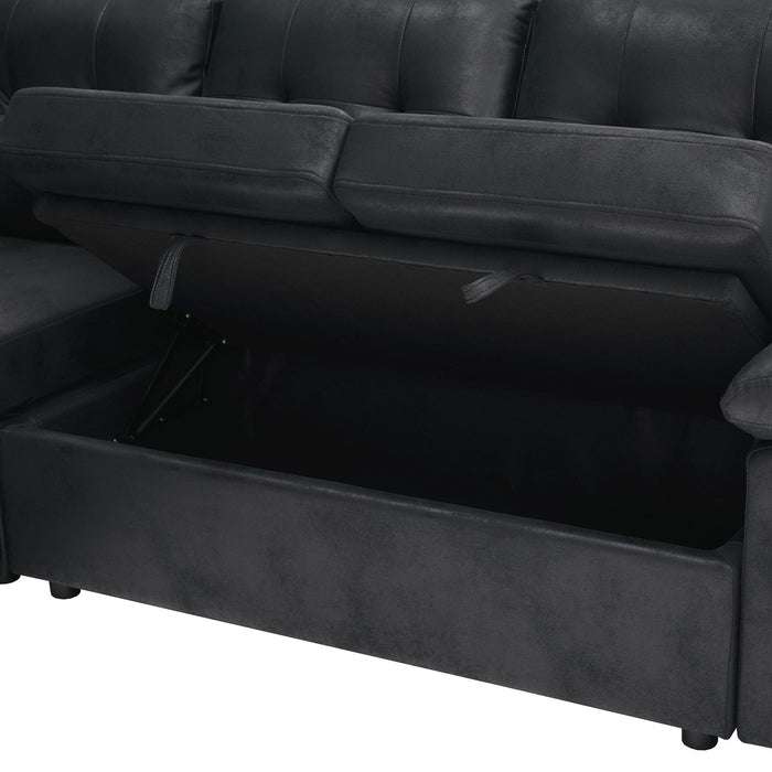 Convertible Sectional Sofa Bed With Pull Out Sleeper And Storage