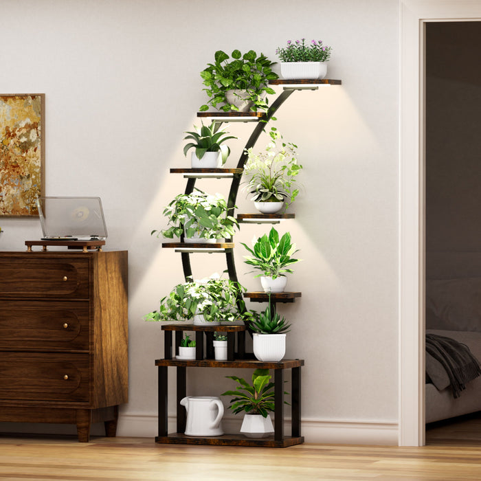 9 Tiered Indoor Plant Stand With 5 Adjustable Grow Lights