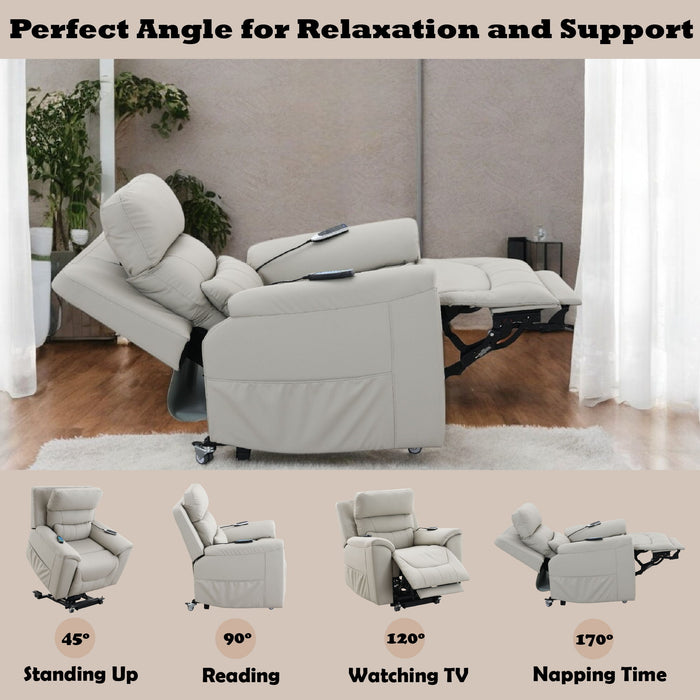 Marsha - Power Recliner With Lift & Massage - Light Gray