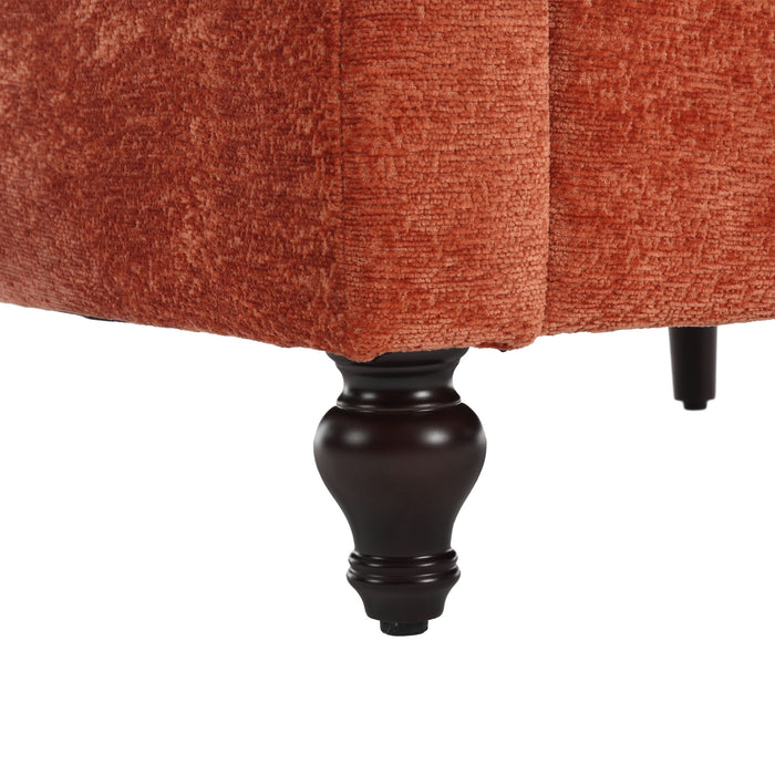 Modern Mid Century Wood Frame Armchair With Tufted Design