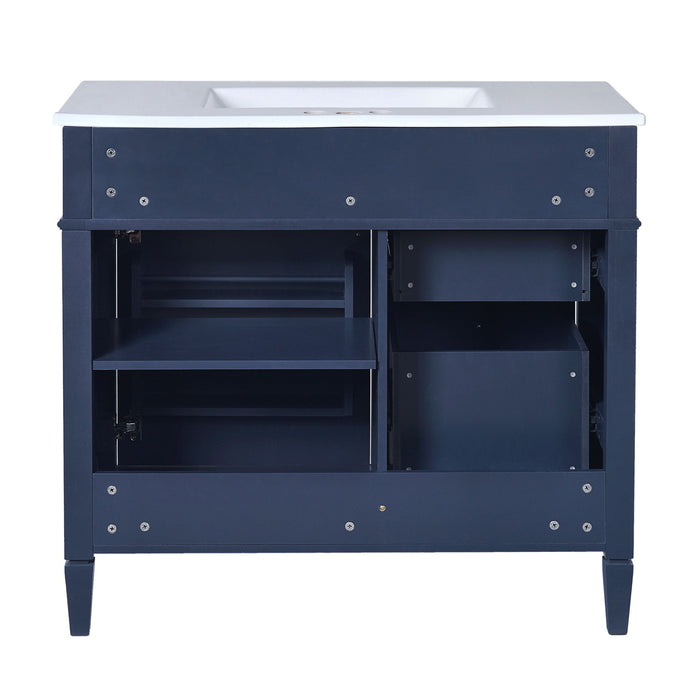 Bathroom Vanity With Top Sink, Modern Bathroom Storage Cabinet, 2 Drawers And A Tip-Out Drawer, Single Sink Bathroom Vanity - Blue