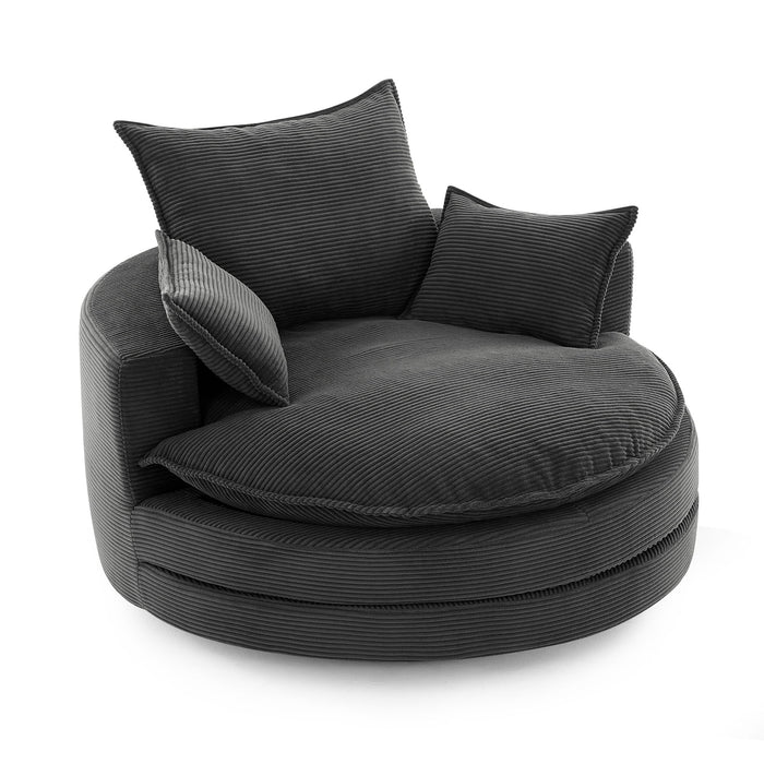 360° Swivel Accent Barrel Chair With Dual Layer Cushion And 3 Removable Pillows
