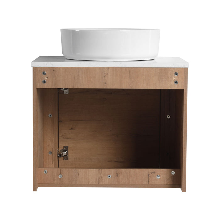 Wall Mounted Bathroom Vanity With Art Sink, 1 Storage Shelf, Soft Close Door