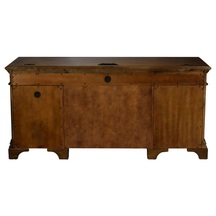 Stigham - 5 Drawer Credenza Office Desk - Oak
