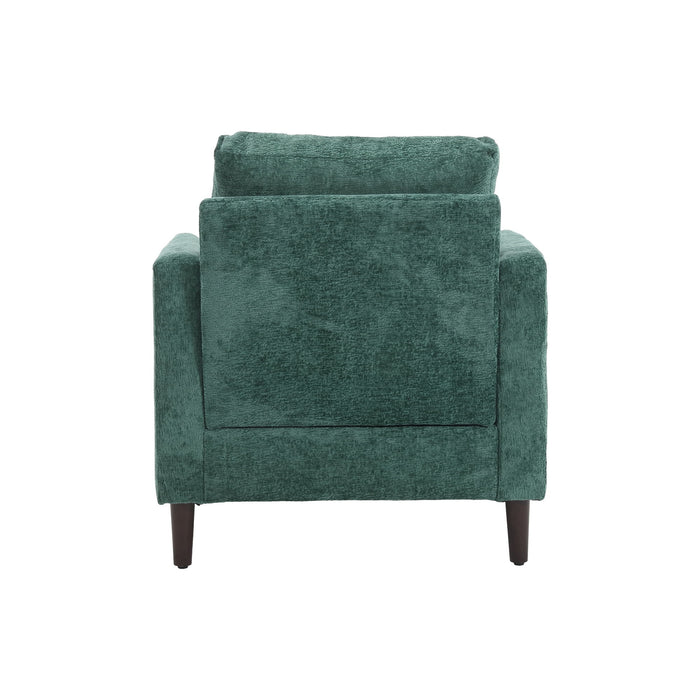 Modern Mid Century Wood Frame Armchair With Tufted Design
