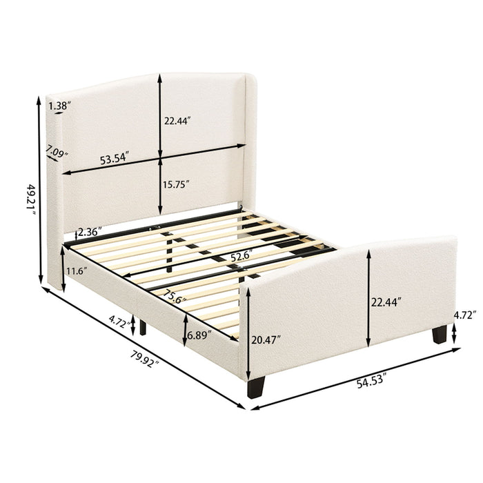 Platform Bed Frame With Tall Headboard And High Footboard