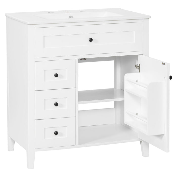 Modern Bathroom Vanity With Sink, 3 Drawers And Adjustable Shelf