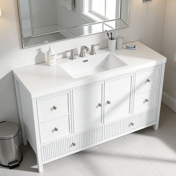 Bathroom Vanity With Separate Sink, Soft Close Doors And 4 Drawers