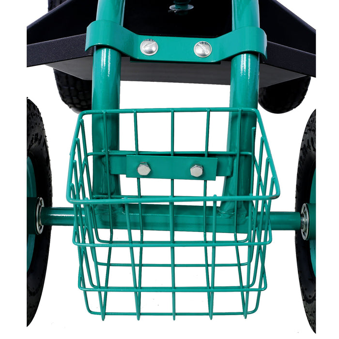 Rolling Garden Scooter Cart Seat With Wheels, 360 Swivel, Tool Tray
