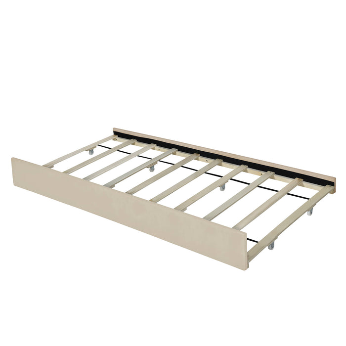 Platform UpholsteredBed With 2 Drawers And Twin Long Trundle