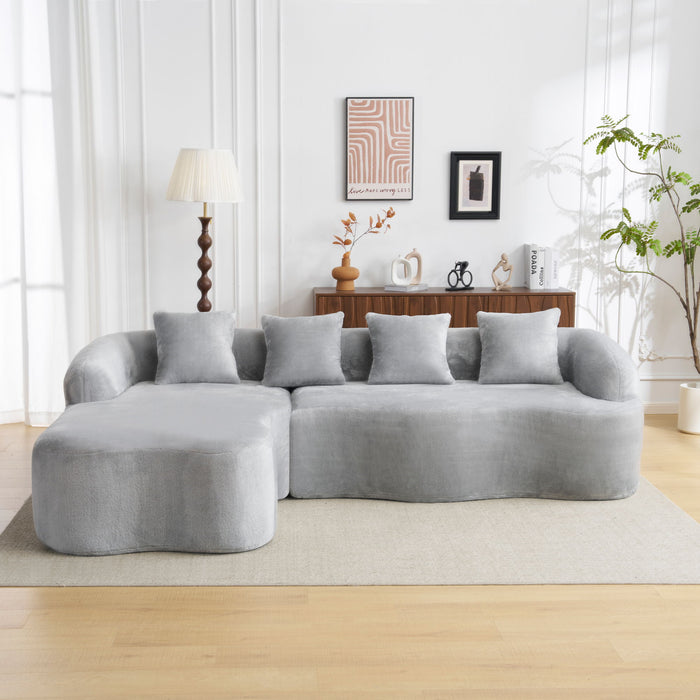 Modular L-Shape Sectional Sofa With Curved Chaise