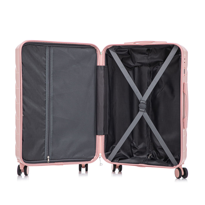 Hard Shell Luggage With Scratch Resistant Surface, 4 Wheels, Combination Lock & Side Hooks