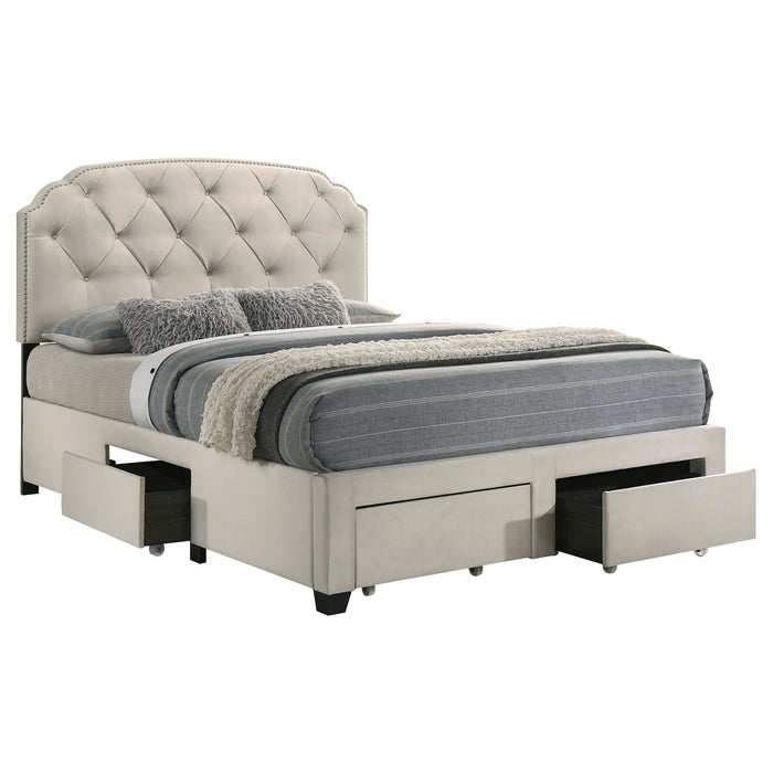 4 Drawer Upholstered Storage Bed With Button Tufting