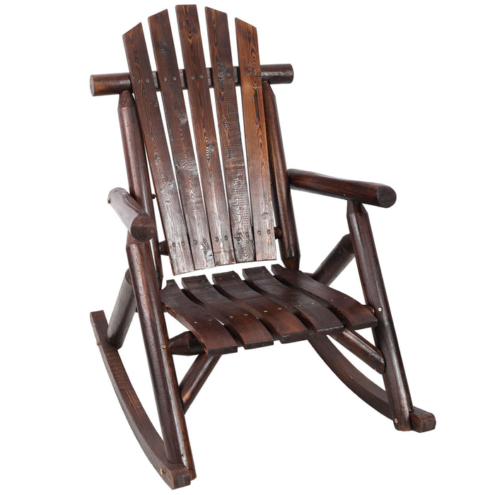 Durable Wooden Porch Rocker, Fir Log Rocking Chair