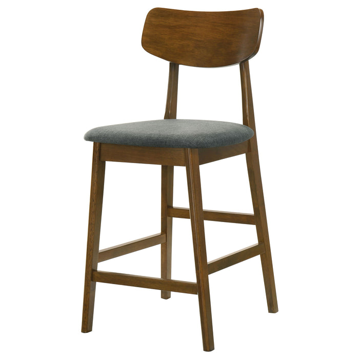 Aston - 5 Piece Counter Height Dining Set With Bent Backs And Upholstered Seats - Walnut