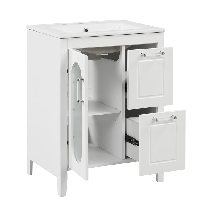 Modern Bathroom Vanity With Sink, Cabinet With 2 Drawers And Door, Adjustable Shelf