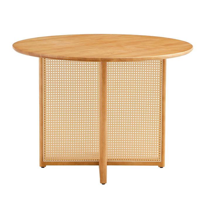 Chinese Countryside Retro Solid Wood Round Table, Simple Modern Imitation Rattan Table - Wood