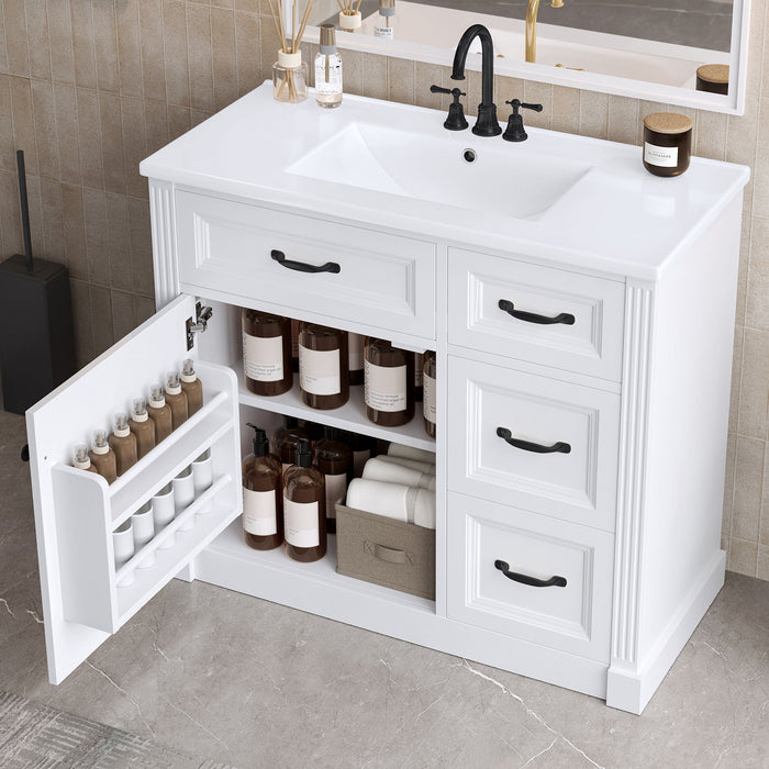 Modern Bathroom Vanity With Sink, 4 Drawers, Soft-Close Door, Adjustable Shelf