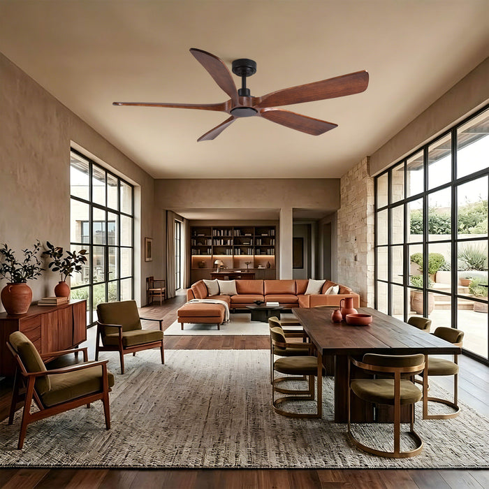 Ceiling Fan With Light And Remote Control, Noiseless, 6 Speeds Reversible, Quiet DC - Matte Black