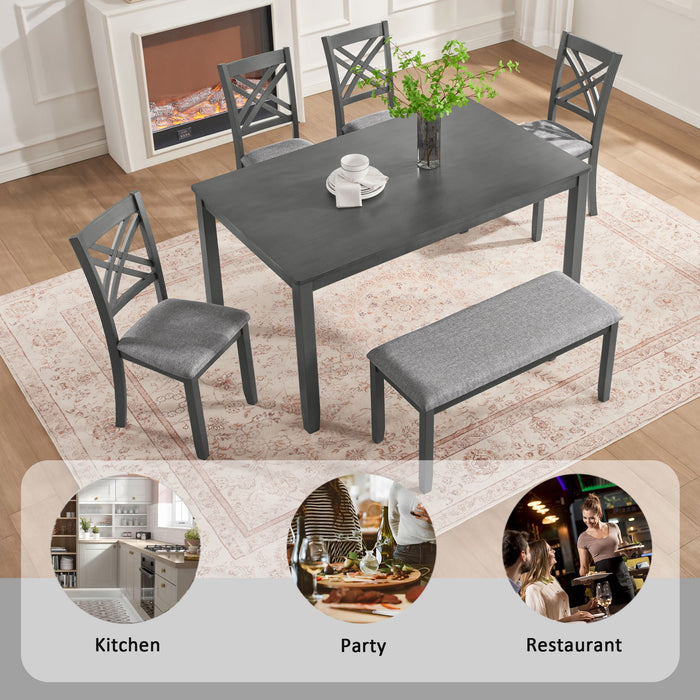 Kitchen Dining Set, Rectangular Dining Table & Upholstered Chairs